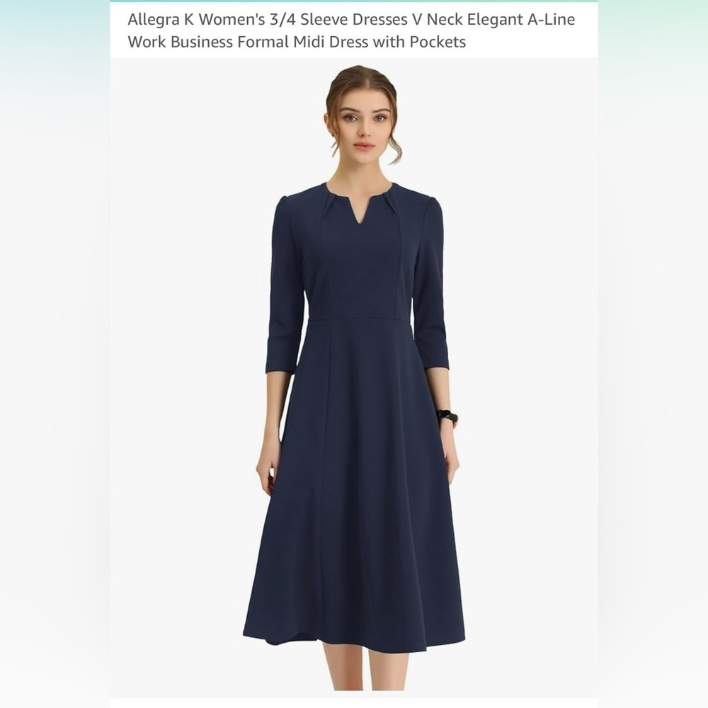 Navy fitted midi dress, XL